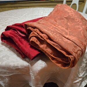 Better Homes And Gardens Scarlet Red,Burnt Orange and Pastel Pink Tableclothes.